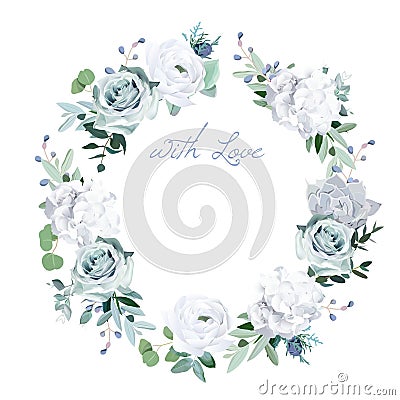 Winter grey, green jade and sage color vector design round card Vector Illustration