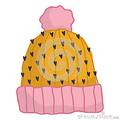 winter hat warm accessory fashion cartoon icon Vector Illustration