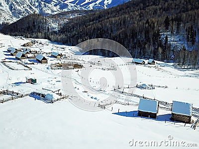 Winter Hemu village in Xinjiang, China Stock Photo