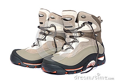 Winter hiking boots Stock Photo