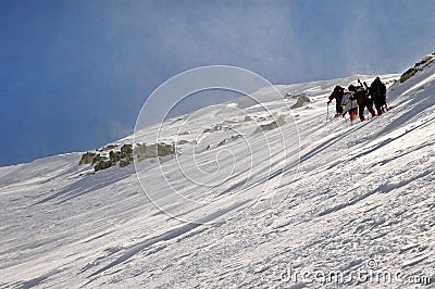 Winter hiking in the mountains Stock Photo