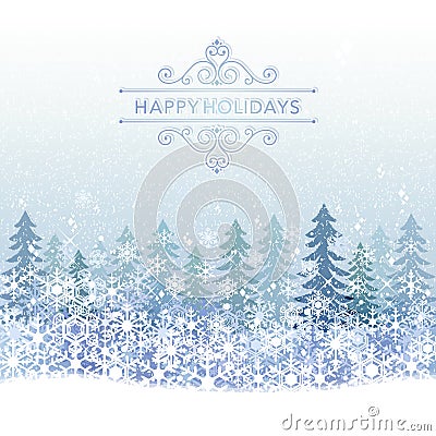Winter Holiday background with blue snow scenery Vector Illustration
