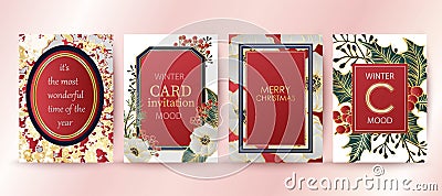 Winter holiday background, invitation. Wedding pattern design. Merry Christmas and Happy New Year card. Vector Illustration