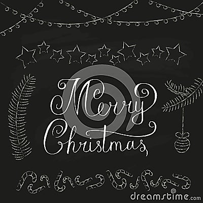 Winter holiday design on chalkboard Vector Illustration