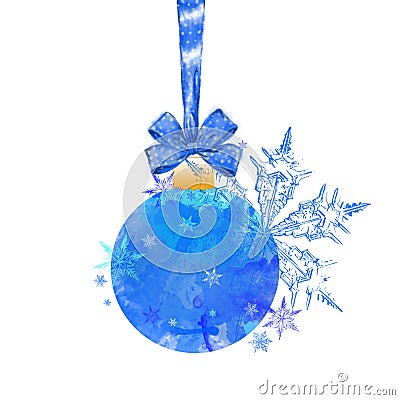 Christmas Ornament and a Snowflakes Isolated on White. Stock Photo