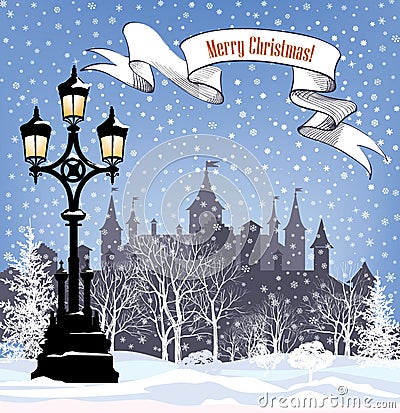 Winter holiday snow background. Merry Christmas greeting card. S Stock Photo