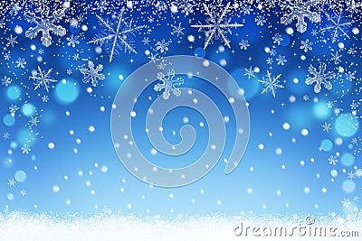 Winter holiday snow bokeh background. Abstract christmas defocused backdrop with snowflakes Stock Photo