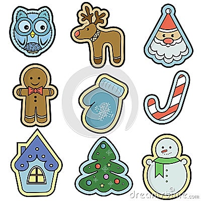 Winter holidays icons collection Stock Photo