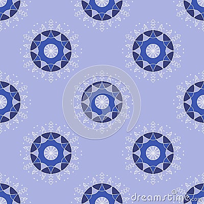 Winter holidays seamless background pattern. Blue circular shapes. Vector Vector Illustration