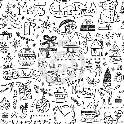 Winter holidays seamless background Vector Illustration