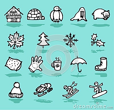 winter,holidays,snow icons set Vector Illustration