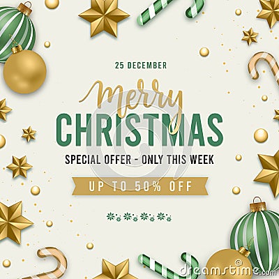 Winter holidays square Winter sale social media post and banner frame. Special offers and discounts. Merry Christmas and Happy New Stock Photo