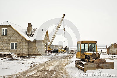 Winter house building Stock Photo
