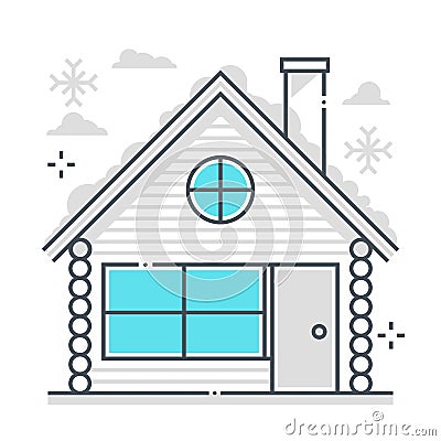 Winter house related, color line, vector icon, illustration Vector Illustration