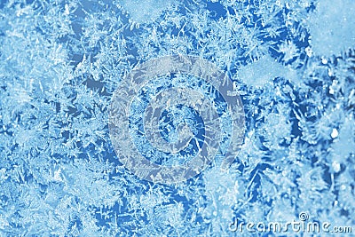 Winter ice frost, frozen background. frosted window glass texture. Cold cool icicles background. Winter wonderland scene. Stock Photo