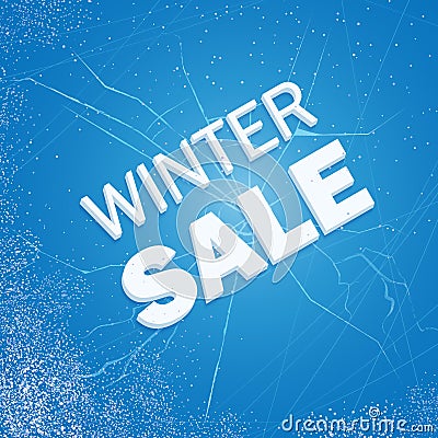 Winter ice sale set. Snow cold sale banner template. Christmas cracked ice discount design symbol. Vector Illustration