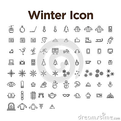 Winter Icon Set Vector Illustration