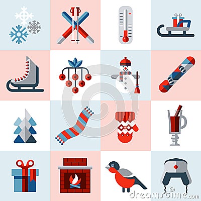 Winter icons set Vector Illustration