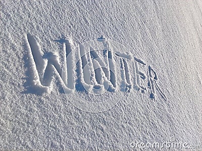 Winter Inscription Snow Stock Photo
