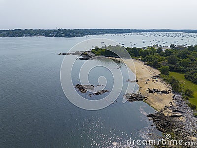 Winter Island Lighthouse aerial view, Salem, MA, USA Stock Photo