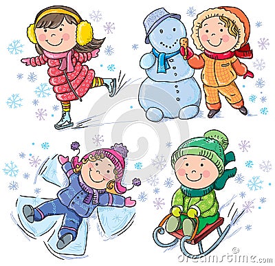 Winter kids Vector Illustration