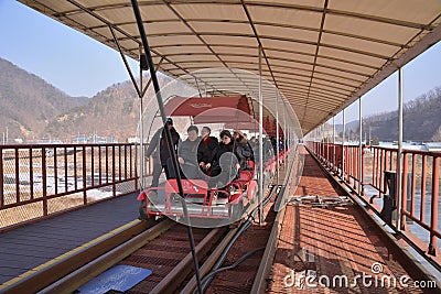 Korean Rail Bike carts activities Editorial Stock Photo