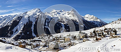 Winter landscape. Alpine village of Gimillan 1800 meters of altitude in Aosta valley, Cogne,Italy Stock Photo