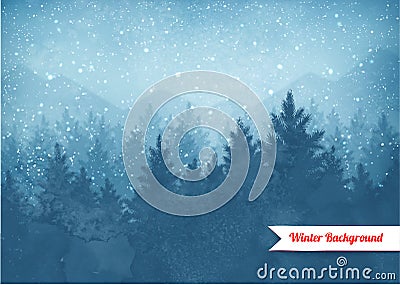 Winter landscape background Vector Illustration