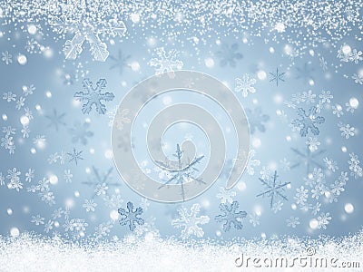 Christmas Winter landscape background Snowflakes falling on snow Stock Photo