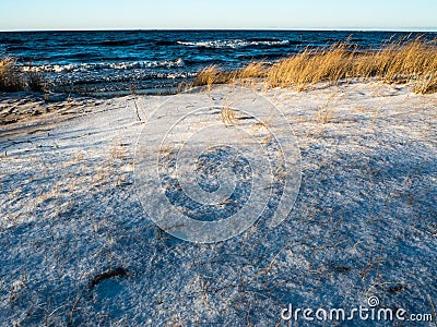 Winter landscape in Baltic sea beach Stock Photo