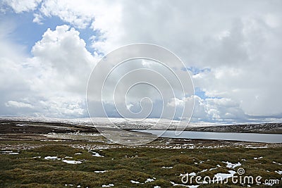 Winter landscape at Cow Green Reservoir, County Durham. Stock Photo