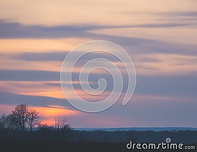 Winter landscape in the evening in the fields of Slobozhanshchina Stock Photo