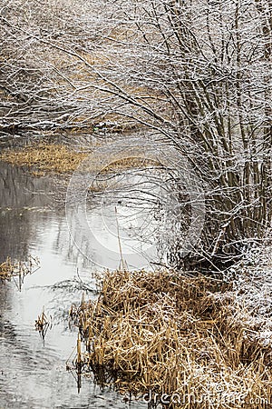 Winter landscape of the Golyama Kamchia river Stock Photo