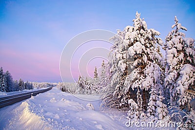 Winter landscape in Lapland Stock Photo