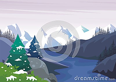 Winter Landscape with Lovely Cartoon design Stock Photo