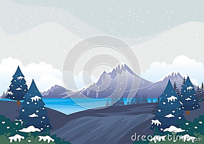 Winter Landscape with Lovely Cartoon design Stock Photo