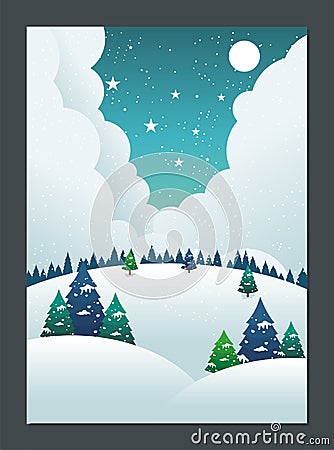 Winter Landscape with Lovely Cartoon design Stock Photo