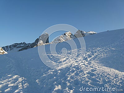 Winter landscape at Passo Giau Stock Photo