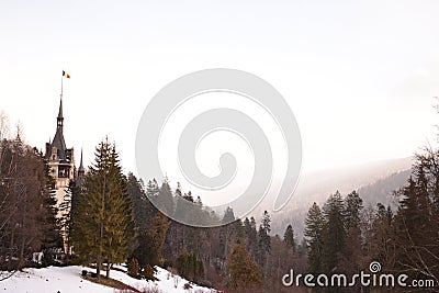 Winter landscape from Peles Castle Sinaia Romania Stock Photo