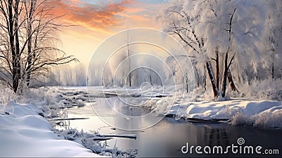 winter landscape , photo, realistic, photo realistic, background, AI generate Stock Photo