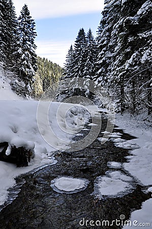 Winter landscape with the river Stock Photo