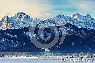 Winter landscape in schwangau, German Stock Photo