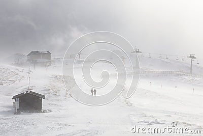 Winter landscape in Sinaia resort, Romania. Cota 2000. Stock Photo