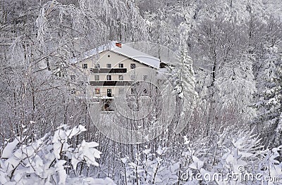 Winter landscape from Slovenia, area Zasavje Editorial Stock Photo