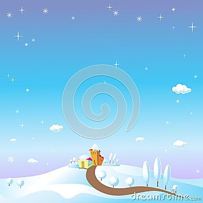 Winter landscape with snow Vector Illustration