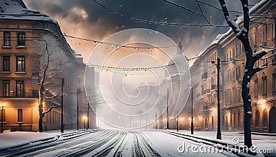 Winter landscape with snow. Beautiful christmas panorama with fresh powder snow Stock Photo