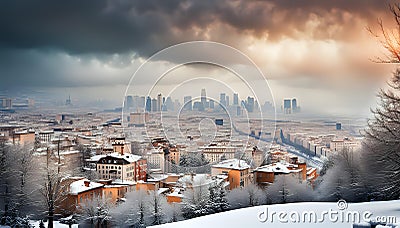 Winter landscape with snow. Beautiful christmas panorama with fresh powder snow Stock Photo