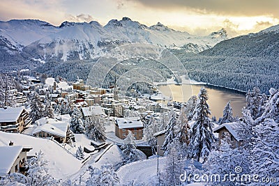 St. Moritz sunrise, Switzerland Stock Photo