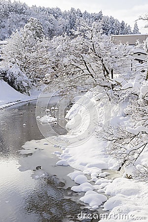 Winter landscape at Takayama in Japan Stock Photo