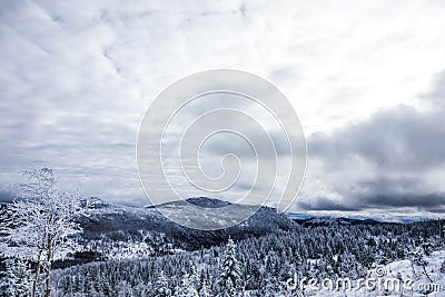 Winter Landscape from Top of Mountain in Canada, Quebec Editorial Stock Photo